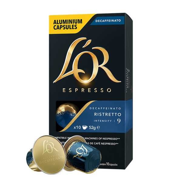 Cápsula de Café Espresso Ristretto Decaffeinato 52g CX 10 UN Lor