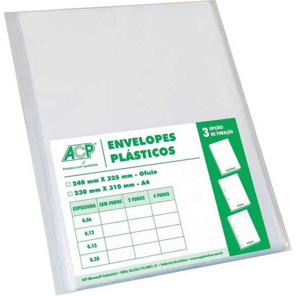 Envelope Plástico ACP Ofício 240x325mm Sem Furos Espessura 0,15 PCT C ...