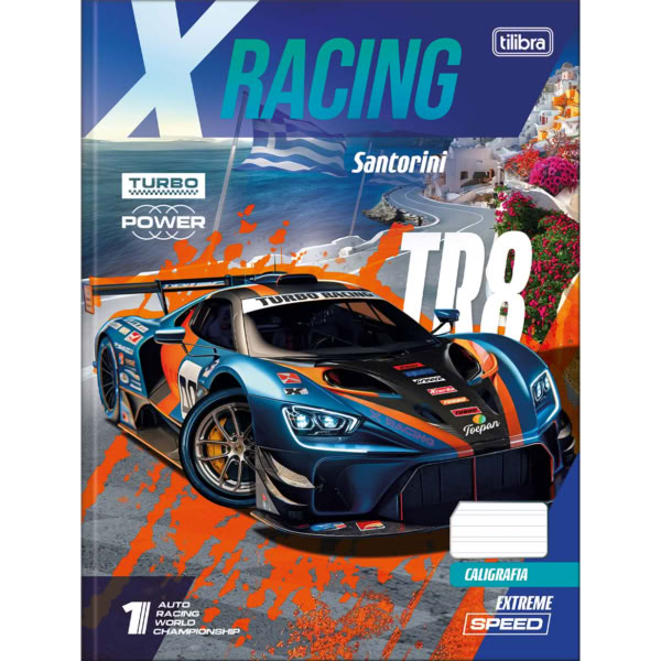 Caderno de Caligrafia Tilibra Capa Dura 187X245mm x-Racing A 40 Folhas ...