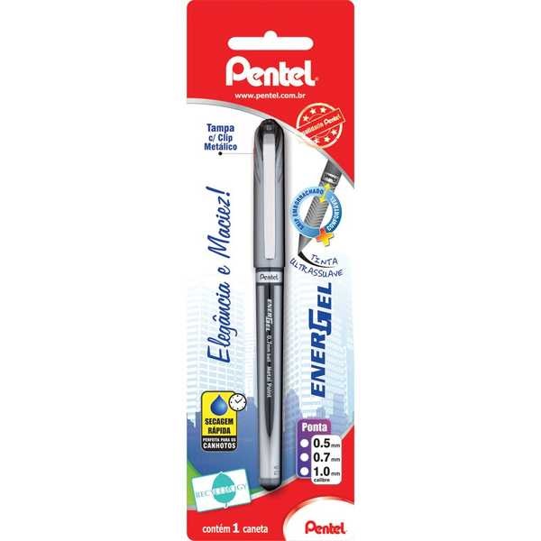 Caneta Gel Pentel Energel Preta 0.7mm 1 UN - Gimba