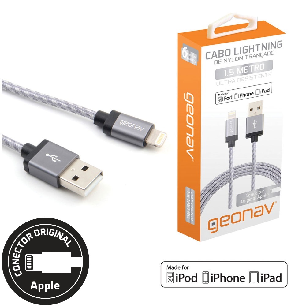 Cabo Lightning USB para iPhone iPad iPod Nylon Titanium 1